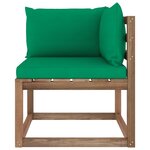 vidaXL Canapé d'angle palette de jardin avec coussins vert