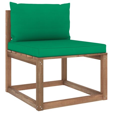 vidaXL Canapé de milieu palette de jardin avec coussins vert