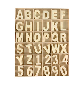 Lettres et chiffres en bois 3 à 3 5 cm coffret 180 pièces