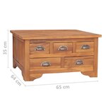 vidaXL Table basse avec dessus rabattable 65x65x35 cm Bois de teck