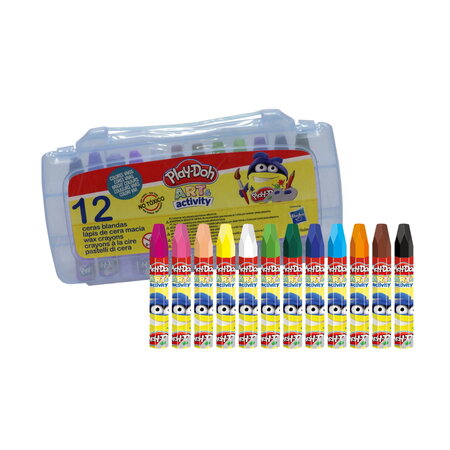 Coloriage : 12 crayons de couleur a la cire 10mm - playdoh art & activity