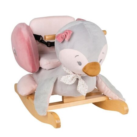 NATTOU Bascule Sasha pingouin - 10 à 36 mois - Peluche 100% polyester, socle et poignées en bois - Gris