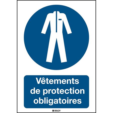 Panneau adhésif permanent acrylic Vêtements de protection obligatoires Rectangle 210 x ... BRADY