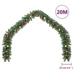 vidaXL Guirlande de Noël décorée avec boules 20 m