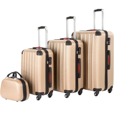 Tectake set de 4 valises pucci - champagne
