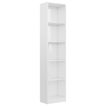 vidaXL Bibliothèque à 5 niveaux Blanc brillant 40x24x175 cm Aggloméré