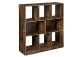 Bibliothèque en bois avec cubes ouverts et étagères - 86 x 28 x 94.5 cm - marron rustique