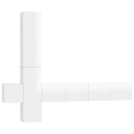 vidaXL Ensemble de meubles TV 5 Pièces Blanc brillant Aggloméré
