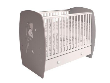 Lit NEVA 120 x 60 avec tiroir AMIS ZEN BLANC-GRIS