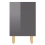 vidaXL Tables de chevet pieds en bois 2 Pièces Gris brillant 40x30x50 cm