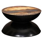 vidaXL Table basse Bois de récupération massif Base noire 60x60x33 cm