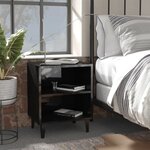 vidaXL Tables de chevet pieds en métal 2 Pièces Noir brillant 40x30x50 cm