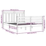 vidaXL Cadre de lit Noir Bois de pin massif 140x190 cm