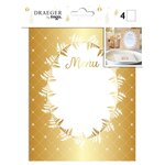 Lot De 4 Cartes Menu En Papier - Motifs Sapins - Finitions Blanc Et Or À Chaud - 13 5x17 Cm - Draeger paris