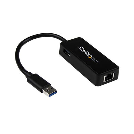 Adaptateur réseau USB 3.0 vers GbE avec port USB - Carte réseau Gigabit Ethernet USB vers RJ45 - Noir - USB31000SPTB