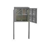 Bloc collectif Leabox 2x2  grade 3  simple face  extérieur  fixation sur pieds à sceller  gris poussière ral 7037 finition brillante