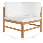 vidaXL Salon de jardin 8 Pièces avec coussins crème Bois de teck solide