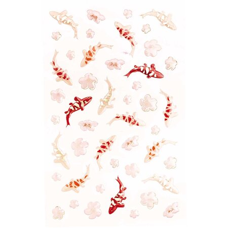 45 Autocollants Poissons Koï - fleurs - effet gel