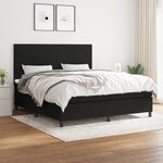 vidaXL Lit à sommier tapissier avec matelas Noir 180x200 cm Tissu