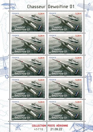 Minifeuille 10 timbres - Chasseur Dewoitine D1