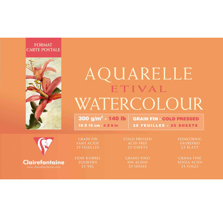 Bloc Etival grain fin 10x15 25F 300g encollé 4 côtés CLAIREFONTAINE
