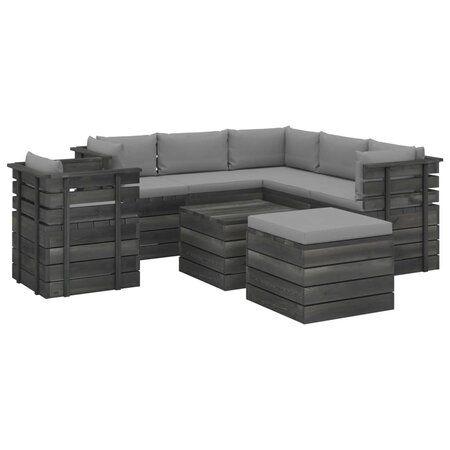 vidaXL Salon palette de jardin 8 Pièces avec coussins Bois de pin massif