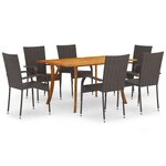 vidaXL Ensemble de salle à manger de jardin 7 Pièces Marron