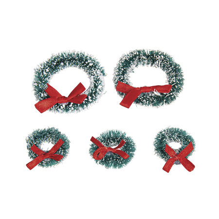 Couronnes de Noël Miniature  rouge carmin  2 pces ø 5cm+3 pces ø 3cm  5 pces