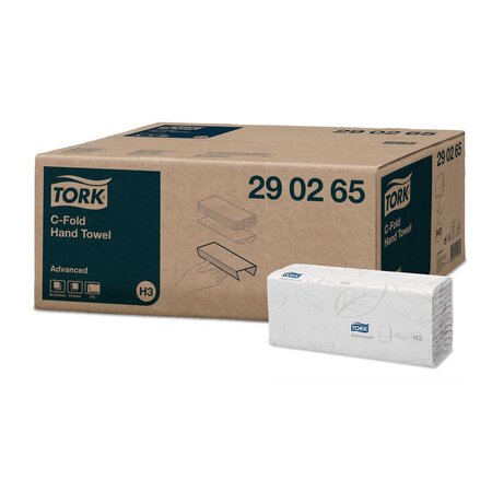 Essuie-mains pliés Advanced H3, pliage en C, double épaisseur, gaufré, 128 feuilles de 310 mm, blanc (carton 20 x 128 feuilles)