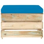 vidaXL Salon de jardin 3 Pièces avec coussins Bois imprégné de vert