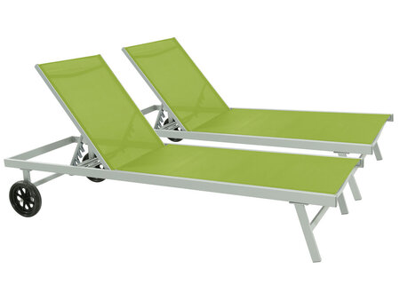 Bain de soleil en aluminium et textilène "Bella" - Phoenix - Vert - Lot de 2