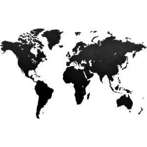Mimi innovations décoration carte du monde murale bois noir 130x78 cm