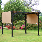 Pergola rétractable 3,05L x 3,05l x 2,2H m structure métal époxy anticorrosion noir double toile polyester haute densité beige