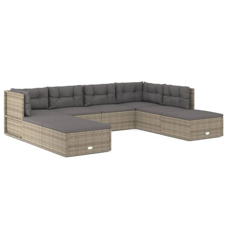 vidaXL Salon de jardin 8 Pièces avec coussins Gris Résine tressée