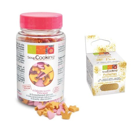Décors sucrés Princesse + paillettes dorées