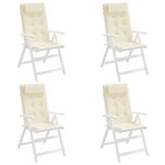 vidaXL Coussins de chaise à dossier haut lot de 4 crème tissu oxford