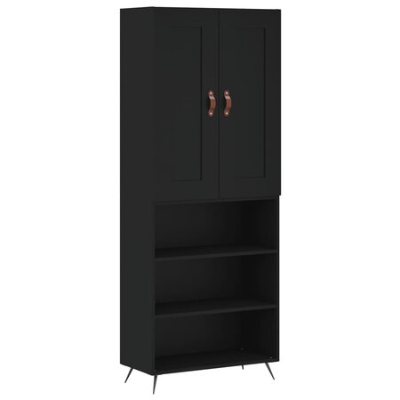vidaXL Buffet haut Noir 69 5x34x180 cm Bois d'ingénierie
