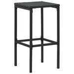 vidaXL Tabourets de bar avec coussins lot de 6 noir résine tressée