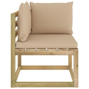 vidaXL Canapé d'angle de jardin avec coussins Bois imprégné de vert