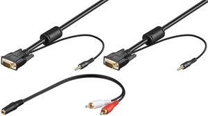 Cable VGA & Jack 3,5mm stéréo Goobay 5m M/M avec adaptateur Jack 3,5mm vers RCA F/M (Noir)