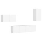 vidaXL Ensemble de meuble TV 4 Pièces Blanc Aggloméré
