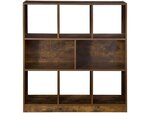 Bibliothèque en bois avec cubes ouverts et étagères - 86 x 28 x 94.5 cm - marron rustique