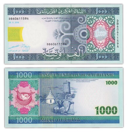 Billet de collection 1000 ouguiya 2004 mauritanie - neuf - p13e