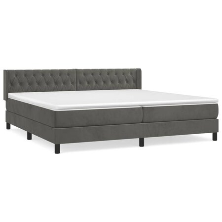 vidaXL Lit à sommier tapissier et matelas Gris foncé 200x200cm Velours