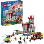 Lego 60320 city fire la caserne des pompiers  set avec garage  jouet camion et hélicoptere pour les enfants des 6 ans