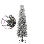 vidaXL Sapin de Noël artificiel mince avec neige floquée 210 cm PVC/PE