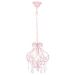 vidaXL Plafonnier avec perles Rose Rond E14