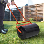 Rouleau à gazon jardin en acier avec poignée dim. 59L x 32l x 107H cm lestage max. 38 L rouge noir