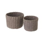 Set 2 panières grises en fibre de papier tressée