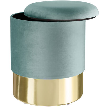 Tectake Pouf coffre de rangement aspect velours SARINA - turquoise